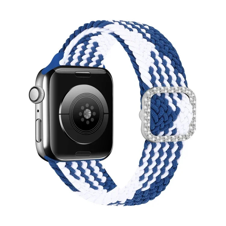 سوار ساعة بديل قابل للتعديل من النايلون المضفر مع إبزيم ماسي لسلسلة Apple Watch، 7 و 6 و SE و 5 و 4 مقاس 40مم / 3 و 2 و 1 مقاس 38مم، 7 و 6 و SE و 5 و 4 مقاس 44مم / 3 و 2 و 1 مقاس 42مم