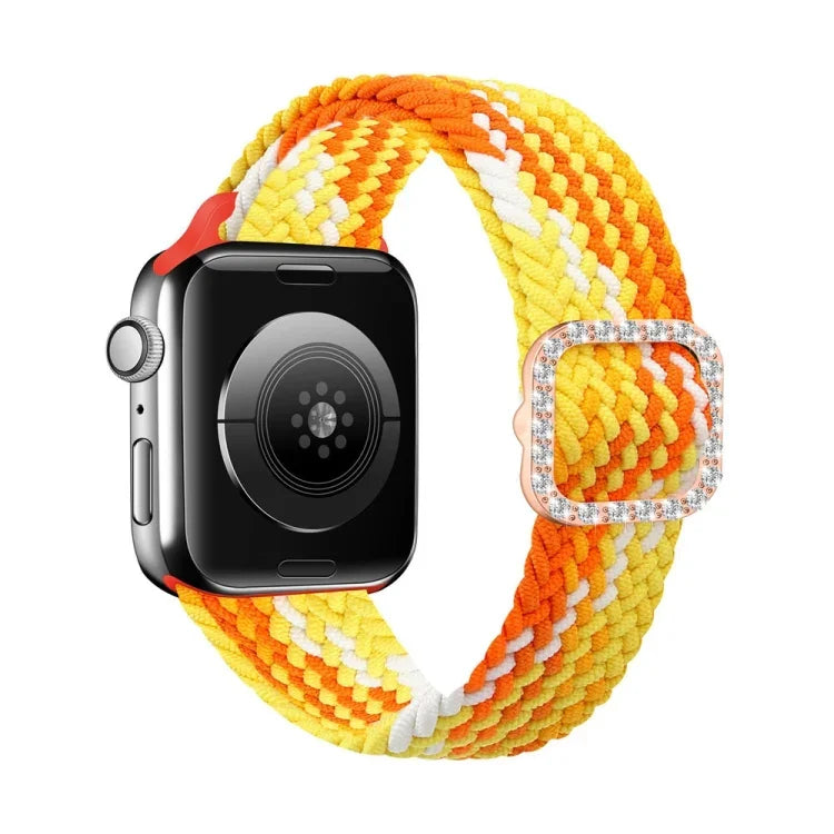 سوار ساعة بديل قابل للتعديل من النايلون المضفر مع إبزيم ماسي لسلسلة Apple Watch، 7 و 6 و SE و 5 و 4 مقاس 40مم / 3 و 2 و 1 مقاس 38مم، 7 و 6 و SE و 5 و 4 مقاس 44مم / 3 و 2 و 1 مقاس 42مم