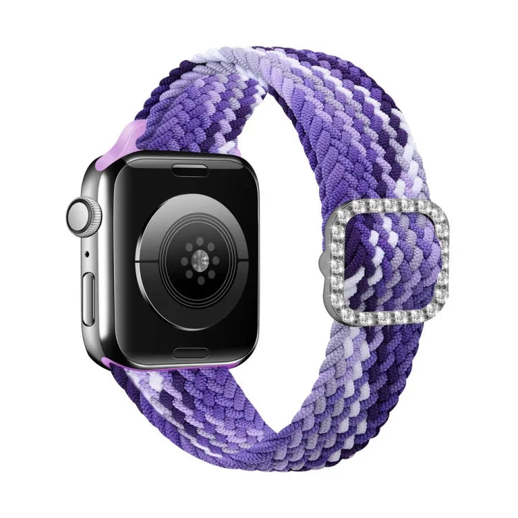 سوار ساعة بديل قابل للتعديل من النايلون المضفر مع إبزيم ماسي لسلسلة Apple Watch، 7 و 6 و SE و 5 و 4 مقاس 40مم / 3 و 2 و 1 مقاس 38مم، 7 و 6 و SE و 5 و 4 مقاس 44مم / 3 و 2 و 1 مقاس 42مم