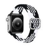 سوار ساعة بديل قابل للتعديل من النايلون المضفر مع إبزيم ماسي لسلسلة Apple Watch، 7 و 6 و SE و 5 و 4 مقاس 40مم / 3 و 2 و 1 مقاس 38مم، 7 و 6 و SE و 5 و 4 مقاس 44مم / 3 و 2 و 1 مقاس 42مم