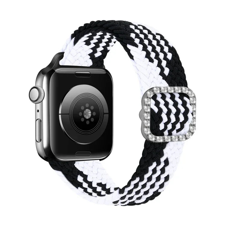 سوار ساعة بديل قابل للتعديل من النايلون المضفر مع إبزيم ماسي لسلسلة Apple Watch، 7 و 6 و SE و 5 و 4 مقاس 40مم / 3 و 2 و 1 مقاس 38مم، 7 و 6 و SE و 5 و 4 مقاس 44مم / 3 و 2 و 1 مقاس 42مم