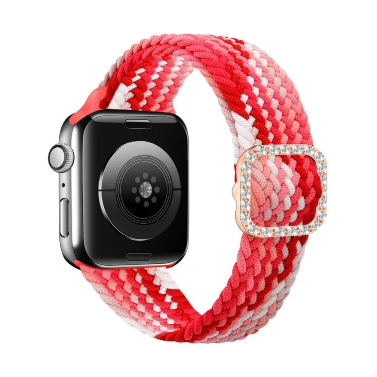 سوار ساعة بديل قابل للتعديل من النايلون المضفر مع إبزيم ماسي لسلسلة Apple Watch، 7 و 6 و SE و 5 و 4 مقاس 40مم / 3 و 2 و 1 مقاس 38مم، 7 و 6 و SE و 5 و 4 مقاس 44مم / 3 و 2 و 1 مقاس 42مم