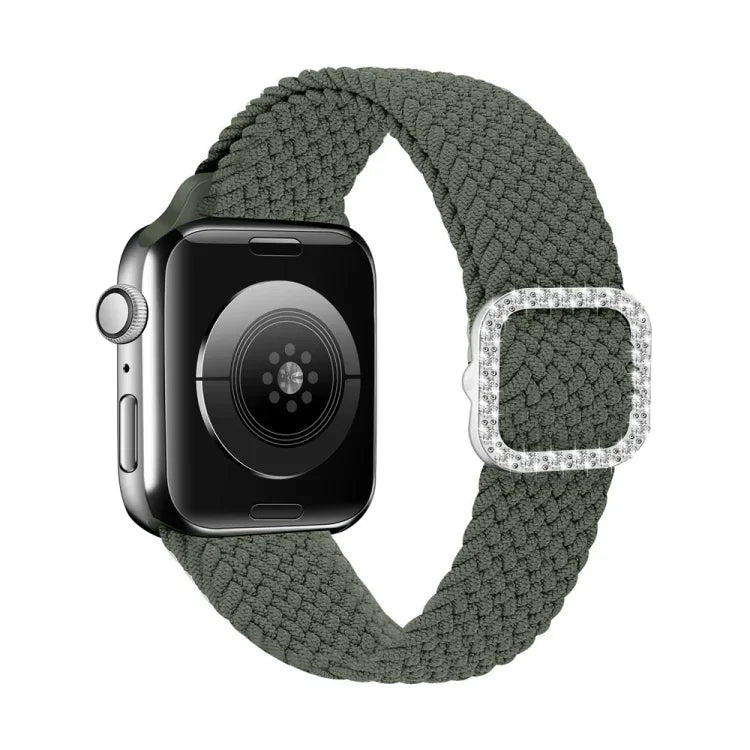 سوار ساعة بديل قابل للتعديل من النايلون المضفر مع إبزيم ماسي لسلسلة Apple Watch، 7 و 6 و SE و 5 و 4 مقاس 40مم / 3 و 2 و 1 مقاس 38مم، 7 و 6 و SE و 5 و 4 مقاس 44مم / 3 و 2 و 1 مقاس 42مم