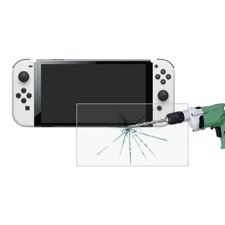 فيلم زجاجي مقسى 0.26 مم 9H 2.5D، لجهاز Nintendo Switch OLED (قطعة واحدة)