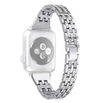 سوار ساعة من سبائك ماسية بصف مزدوج، لسلسلة Apple Watch 7 بقياس 41مم / 6 و SE و 5 و 4 بقياس 40مم / 3 و 2 و 1 بقياس 38مم