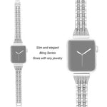سوار ساعة من سبائك ماسية بصف مزدوج، لسلسلة Apple Watch 7 بقياس 41مم / 6 و SE و 5 و 4 بقياس 40مم / 3 و 2 و 1 بقياس 38مم