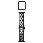 سوار ساعة بديل من السيليكون + غطاء حماية مع واقي شاشة لسلسلة Apple Watch 3 و 2 و 1 مقاس 42مم، لسلسلة Apple Watch 6 / 5 / 4 / Watch SE مقاس 44مم