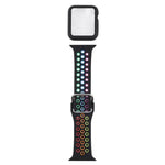 سوار ساعة بديل من السيليكون + غطاء حماية مع واقي شاشة لسلسلة Apple Watch 3 و 2 و 1 مقاس 42مم، لسلسلة Apple Watch 6 / 5 / 4 / Watch SE مقاس 44مم
