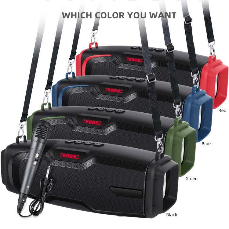 مكبر صوت بلوتوث محمول خارجي جديد Rixing NR-6012M 5.0 مع ميكروفون وحزام كتف، NR-6012M (أزرق)، NR-6012M (أخضر)، NR-6012M (أسود)، NR-6012M (أحمر)