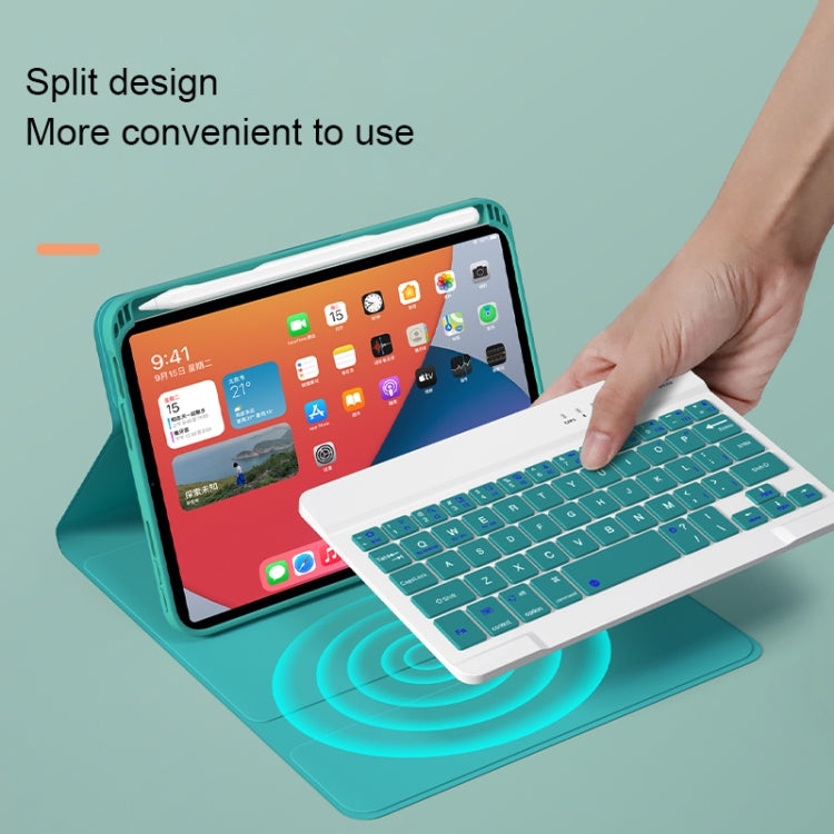 غطاء جلد مع لوحة مفاتيح بلوتوث قابلة للفصل بمفاتيح مربعة وحامل لجهاز iPad mini 6 طراز HK006