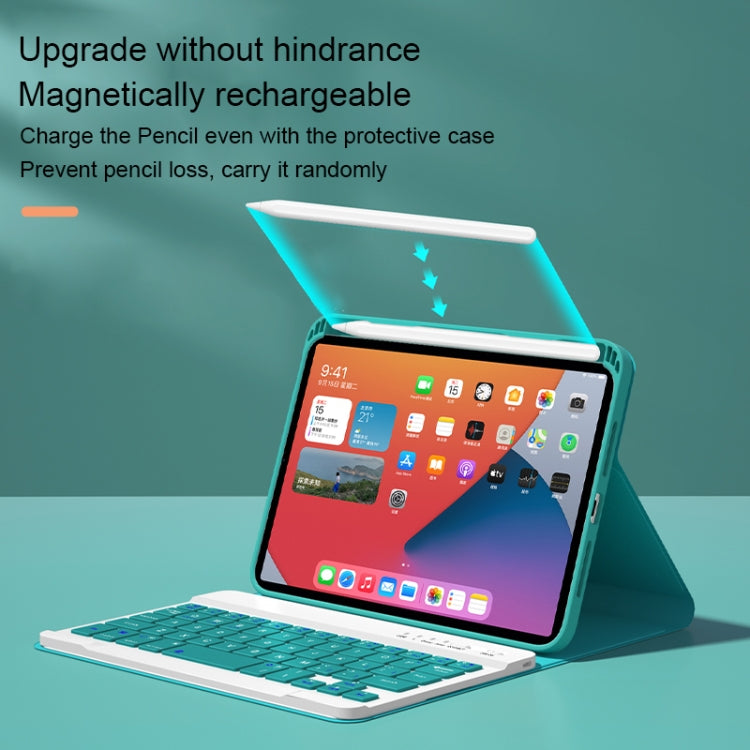 غطاء جلد مع لوحة مفاتيح بلوتوث قابلة للفصل بمفاتيح مربعة وحامل لجهاز iPad mini 6 طراز HK006