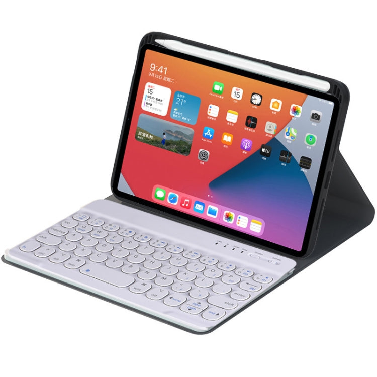 غطاء جلد مع لوحة مفاتيح بلوتوث قابلة للفصل بمفاتيح دائرية وحامل لجهاز iPad mini 6 طراز HY006