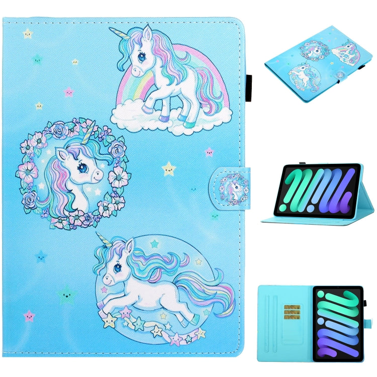 Coloured Drawing Horizontal Flip Leather Case with Holder & Card Slot & Sleep / Wake-up Function, For iPad mini 2024 / mini 6