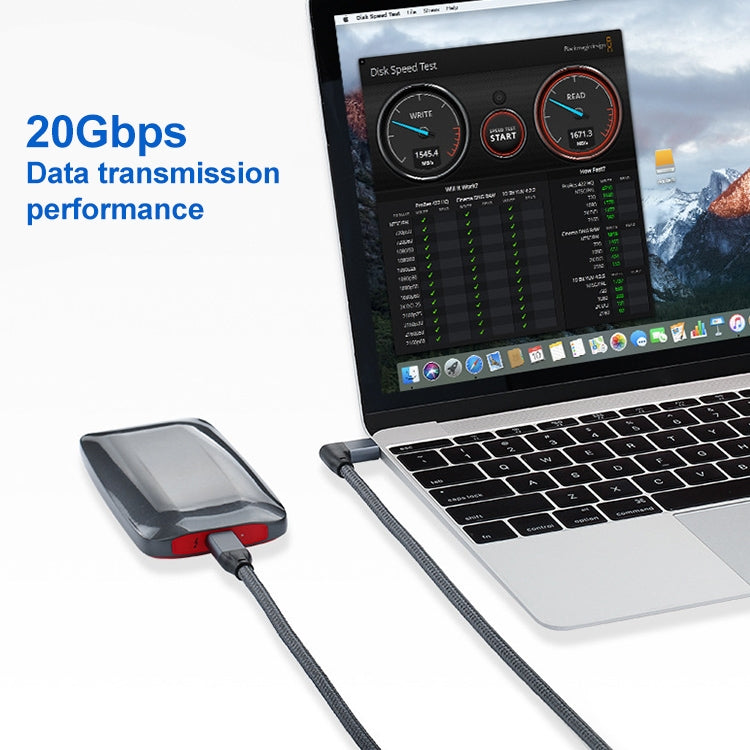 كابل بيانات USB-C / نوع-C بزاوية 100 واط إلى USB-C / نوع-C ذكر كامل الوظائف مع علامة E، 0.5 متر، 1 متر، 1.5 متر