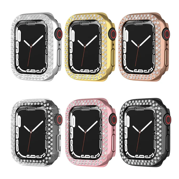 غطاء حماية ماسي بطبقة كهربائية من PC صفين لسلسلة Apple Watch، لسلسلة Apple Watch 9 / 8 / 7 مقاس 41مم، لسلسلة Apple Watch 9 / 8 / 7 مقاس 45مم