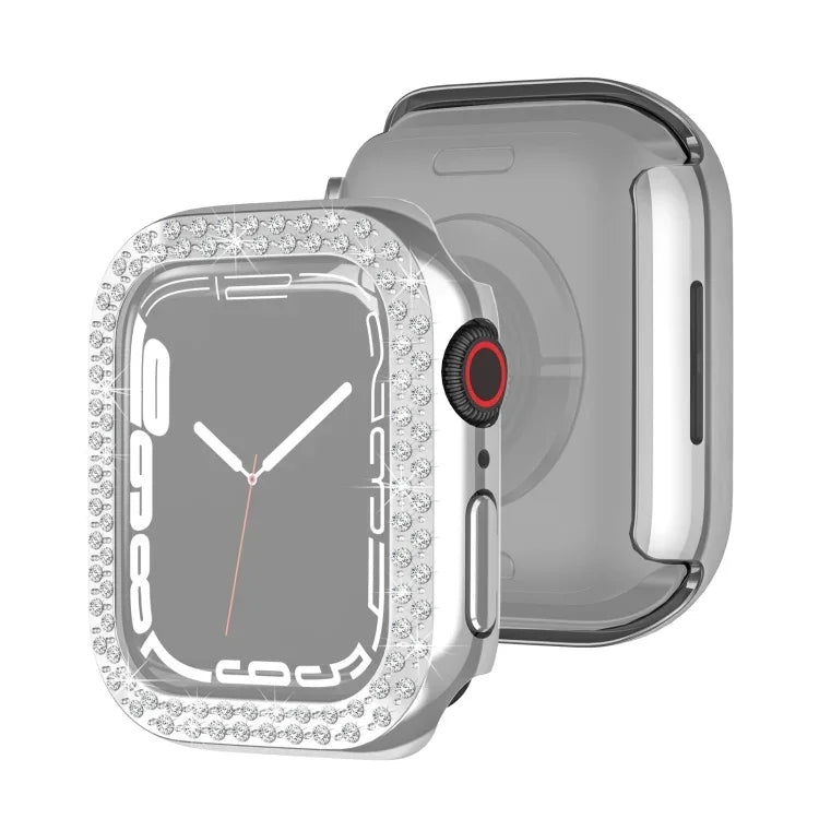 غطاء حماية ماسي بطبقة كهربائية من PC صفين لسلسلة Apple Watch، لسلسلة Apple Watch 9 / 8 / 7 مقاس 41مم، لسلسلة Apple Watch 9 / 8 / 7 مقاس 45مم