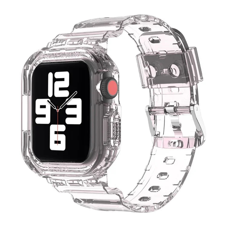 سوار ساعة بديل شفاف من TPU متكامل بتصميم جليدي، لسلسلة Apple Watch 7 مقاس 45مم، لسلسلة Apple Watch 7 مقاس 41مم