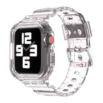 سوار ساعة بديل شفاف من TPU متكامل بتصميم جليدي، لسلسلة Apple Watch 7 مقاس 45مم، لسلسلة Apple Watch 7 مقاس 41مم