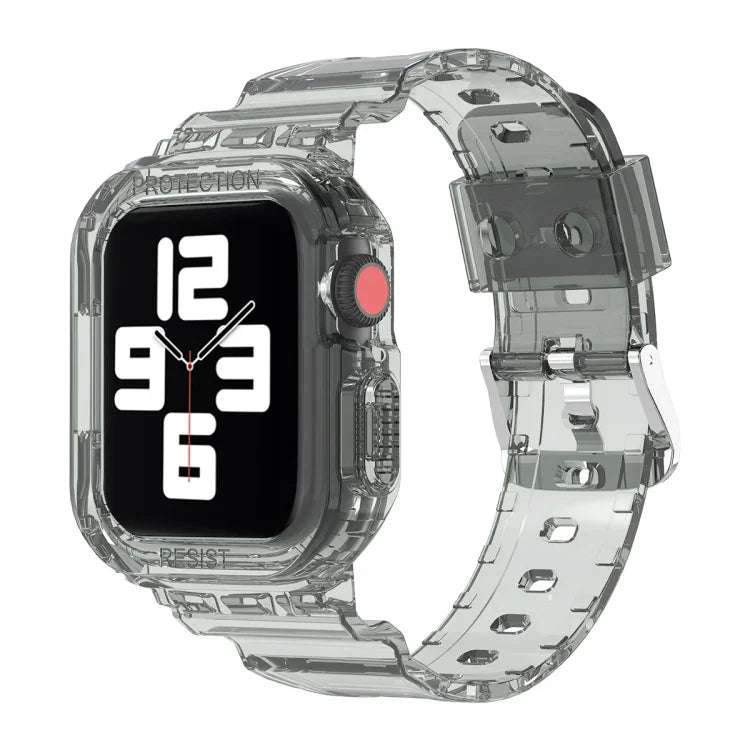 سوار ساعة بديل شفاف من TPU متكامل بتصميم جليدي، لسلسلة Apple Watch 7 مقاس 45مم، لسلسلة Apple Watch 7 مقاس 41مم