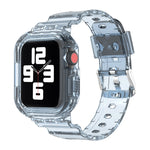 سوار ساعة بديل شفاف من TPU متكامل بتصميم جليدي، لسلسلة Apple Watch 7 مقاس 45مم، لسلسلة Apple Watch 7 مقاس 41مم