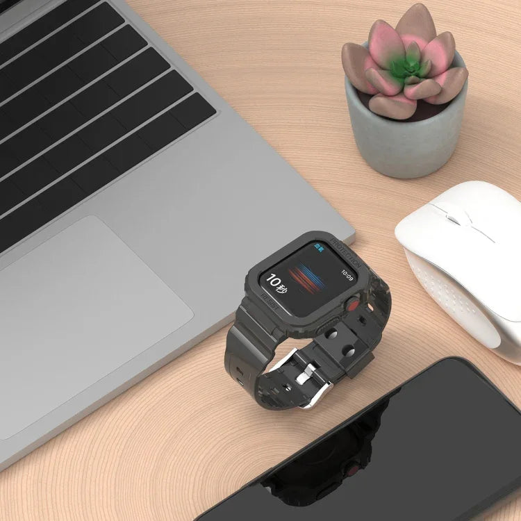 سوار ساعة بديل شفاف من TPU متكامل بتصميم جليدي، لسلسلة Apple Watch 7 مقاس 45مم، لسلسلة Apple Watch 7 مقاس 41مم