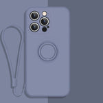 All-inclusive Liquid Silicone Phone Protective Case with Ring Holder & Lanyard, For iPhone 13 Pro Max
