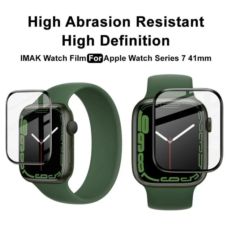 فيلم حماية شاشة عالي الدقة من Plexiglass من IMAK لسلسلة Apple Watch 9 / 8 / 7 مقاس 41مم، لسلسلة Apple Watch 7 مقاس 41مم، لسلسلة Apple Watch 7 مقاس 45مم