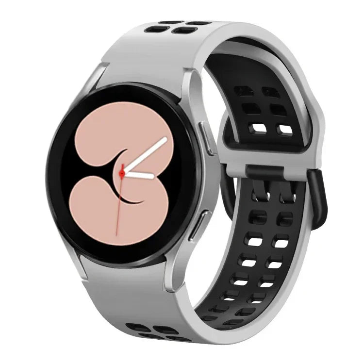 Double-row Hole Two-color Silicone Replacement Strap Watchband, For Samsung Galaxy Watch4 40mm / 44mm