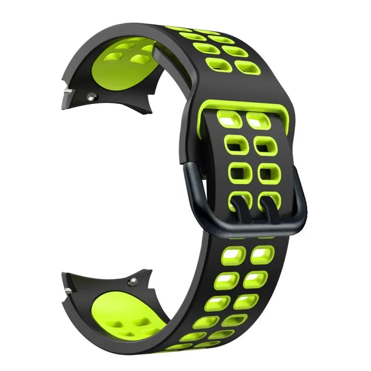 Double-row Hole Two-color Silicone Replacement Strap Watchband, For Samsung Galaxy Watch4 40mm / 44mm