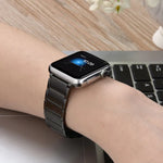 سوار ساعة بديل من الفولاذ المغناطيسي مع وصلات من الخيزران لسلسلة Apple Watch، 7 مقاس 41مم / 6&SE&5&4 مقاس 40مم / 3&2&1 مقاس 38مم، 7 مقاس 45مم / 6&SE&5&4 مقاس 44مم / 3&2&1 مقاس 42مم