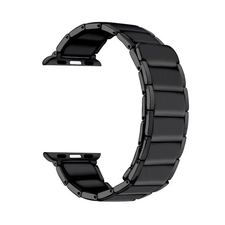 سوار ساعة بديل من الفولاذ المغناطيسي مع وصلات من الخيزران لسلسلة Apple Watch، 7 مقاس 41مم / 6&SE&5&4 مقاس 40مم / 3&2&1 مقاس 38مم، 7 مقاس 45مم / 6&SE&5&4 مقاس 44مم / 3&2&1 مقاس 42مم