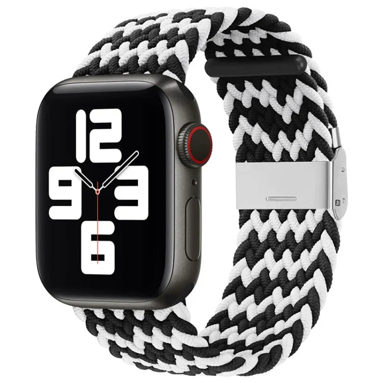 سوار ساعة نايلون مضفر مع إبزيم بديل لسلسلة Apple Watch، 7 مقاس 41 مم / 6 و SE و 5 و 4 مقاس 40 مم / 3 و 2 و 1 مقاس 38 مم