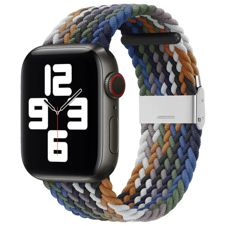 سوار ساعة نايلون مضفر مع إبزيم بديل لسلسلة Apple Watch، 7 مقاس 41 مم / 6 و SE و 5 و 4 مقاس 40 مم / 3 و 2 و 1 مقاس 38 مم