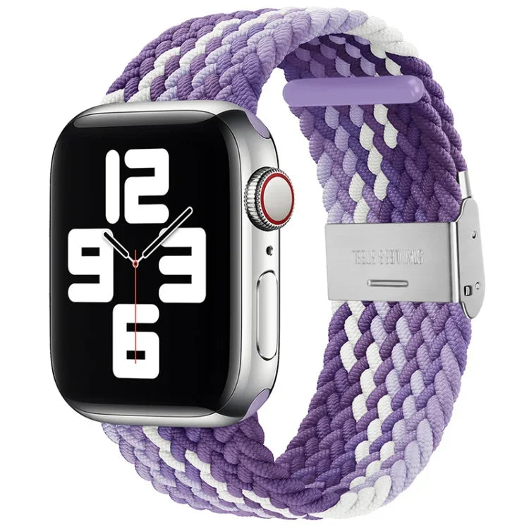 سوار ساعة نايلون مضفر مع إبزيم بديل لسلسلة Apple Watch، 7 مقاس 41 مم / 6 و SE و 5 و 4 مقاس 40 مم / 3 و 2 و 1 مقاس 38 مم