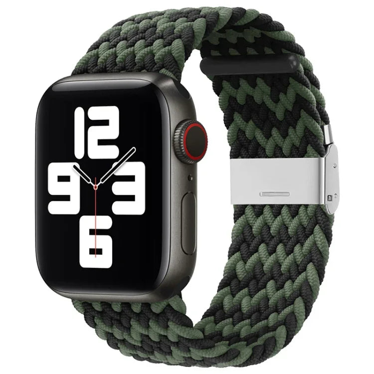 سوار ساعة نايلون مضفر مع إبزيم بديل لسلسلة Apple Watch، 7 مقاس 41 مم / 6 و SE و 5 و 4 مقاس 40 مم / 3 و 2 و 1 مقاس 38 مم