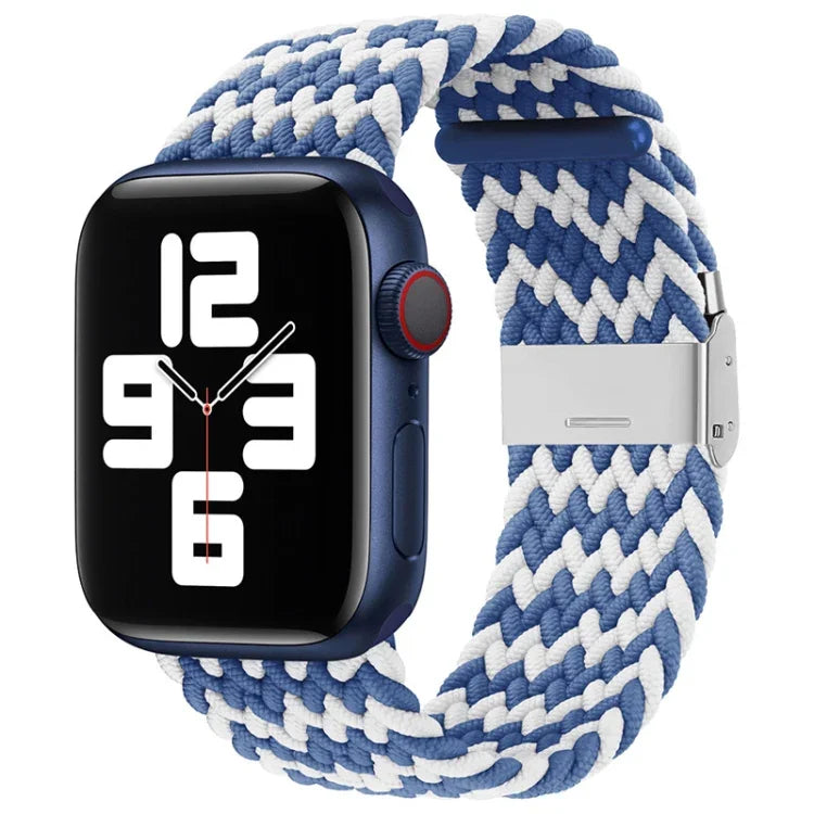 سوار ساعة نايلون مضفر مع إبزيم بديل لسلسلة Apple Watch، 7 مقاس 41 مم / 6 و SE و 5 و 4 مقاس 40 مم / 3 و 2 و 1 مقاس 38 مم