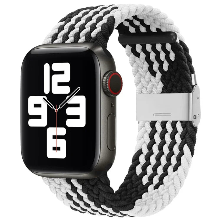 سوار ساعة نايلون مضفر مع إبزيم بديل لسلسلة Apple Watch، 7 مقاس 41 مم / 6 و SE و 5 و 4 مقاس 40 مم / 3 و 2 و 1 مقاس 38 مم
