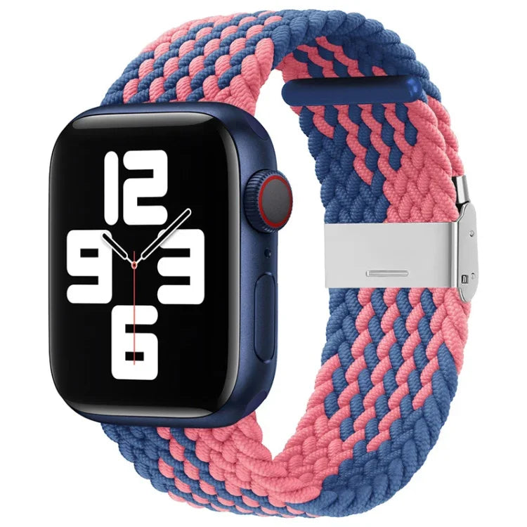 سوار ساعة نايلون مضفر مع إبزيم بديل لسلسلة Apple Watch، 7 مقاس 41 مم / 6 و SE و 5 و 4 مقاس 40 مم / 3 و 2 و 1 مقاس 38 مم