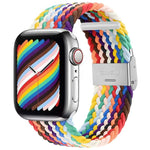 سوار ساعة نايلون مضفر مع إبزيم بديل لسلسلة Apple Watch، 7 مقاس 41 مم / 6 و SE و 5 و 4 مقاس 40 مم / 3 و 2 و 1 مقاس 38 مم