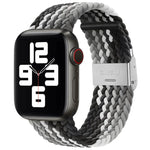 سوار ساعة نايلون مضفر مع إبزيم بديل لسلسلة Apple Watch، 7 مقاس 41 مم / 6 و SE و 5 و 4 مقاس 40 مم / 3 و 2 و 1 مقاس 38 مم