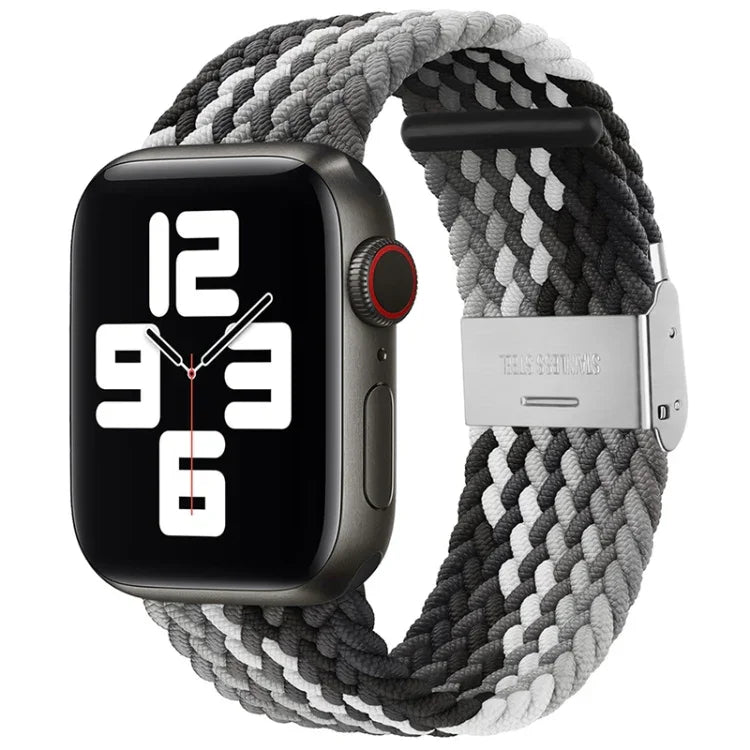 سوار ساعة نايلون مضفر مع إبزيم بديل لسلسلة Apple Watch، 7 مقاس 41 مم / 6 و SE و 5 و 4 مقاس 40 مم / 3 و 2 و 1 مقاس 38 مم