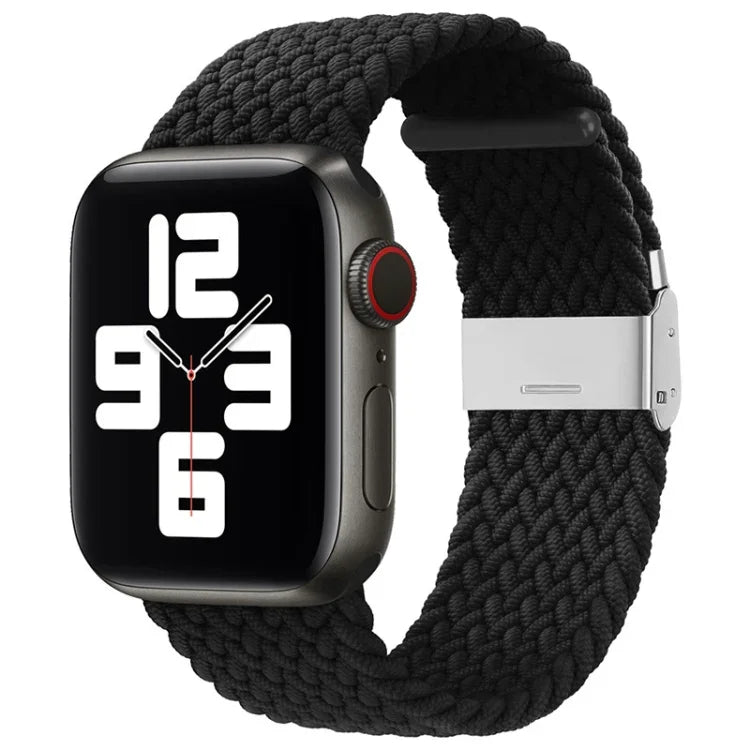 سوار ساعة نايلون مضفر مع إبزيم بديل لسلسلة Apple Watch، 7 مقاس 41 مم / 6 و SE و 5 و 4 مقاس 40 مم / 3 و 2 و 1 مقاس 38 مم