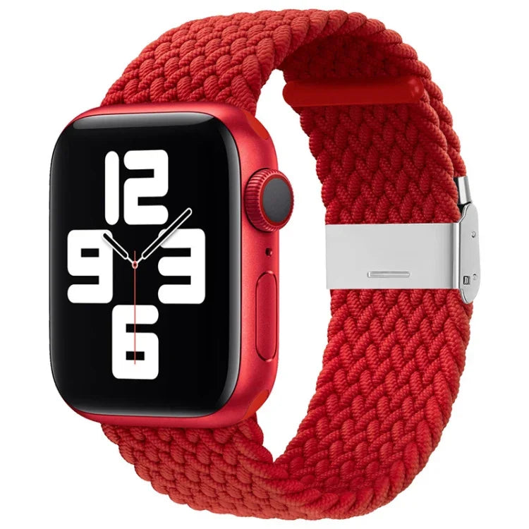 سوار ساعة نايلون مضفر مع إبزيم بديل لسلسلة Apple Watch، 7 مقاس 41 مم / 6 و SE و 5 و 4 مقاس 40 مم / 3 و 2 و 1 مقاس 38 مم