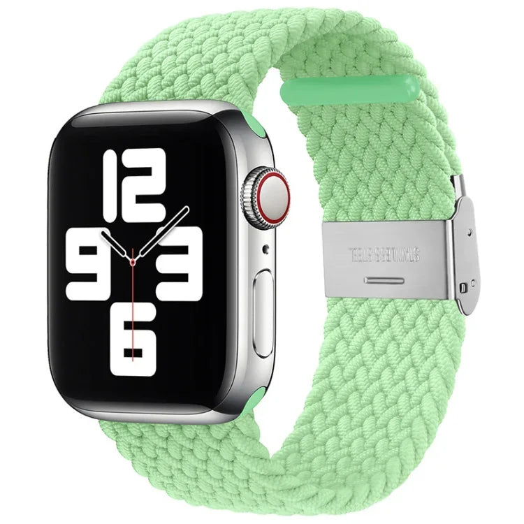 سوار ساعة نايلون مضفر مع إبزيم بديل لسلسلة Apple Watch، 7 مقاس 41 مم / 6 و SE و 5 و 4 مقاس 40 مم / 3 و 2 و 1 مقاس 38 مم
