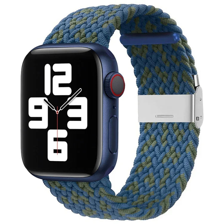 سوار ساعة نايلون مضفر مع إبزيم بديل لسلسلة Apple Watch، 7 مقاس 41 مم / 6 و SE و 5 و 4 مقاس 40 مم / 3 و 2 و 1 مقاس 38 مم