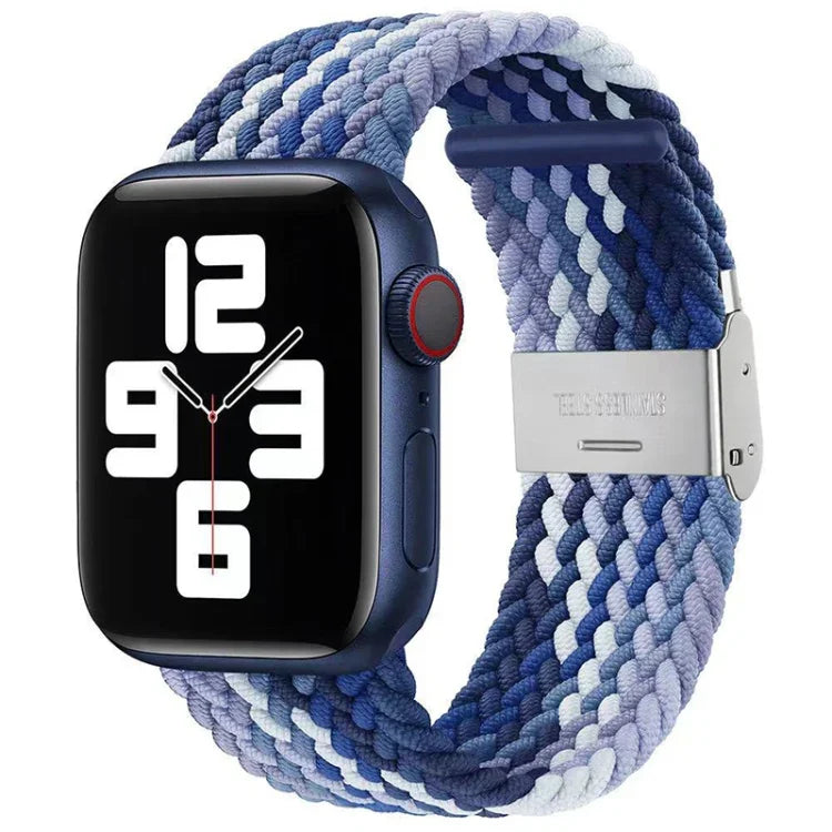 سوار ساعة نايلون مضفر مع إبزيم بديل لسلسلة Apple Watch، 7 مقاس 41 مم / 6 و SE و 5 و 4 مقاس 40 مم / 3 و 2 و 1 مقاس 38 مم