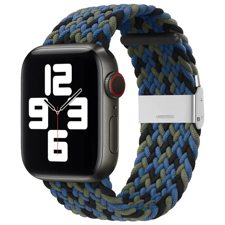 سوار ساعة نايلون مضفر مع إبزيم بديل لسلسلة Apple Watch، 7 مقاس 41 مم / 6 و SE و 5 و 4 مقاس 40 مم / 3 و 2 و 1 مقاس 38 مم