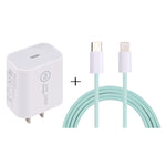 شاحن سفر SDC-20W PD USB-C / Type-C + كابل بيانات USB-C / Type-C إلى 8 دبابيس بطول 1 متر بقوة 20 واط، قابس الاتحاد الأوروبي، قابس الولايات المتحدة