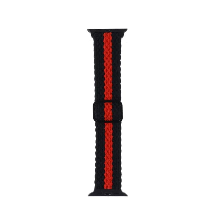 Adjustable Striped Woven Nylon Strap Watchband For Apple Watch Series, 7 41mm / 6&SE&5&4 40mm / 3&2&1 38mm, 7 45mm / 6&SE&5&4 44mm / 3&2&1 42mm