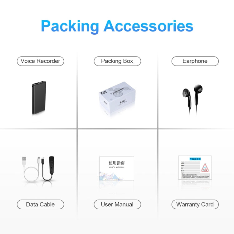 مسجل صوت ذكي عالي الدقة مع تقليل الضوضاء وتحكم صوتي Q1، 8GB، 16GB، 32GB